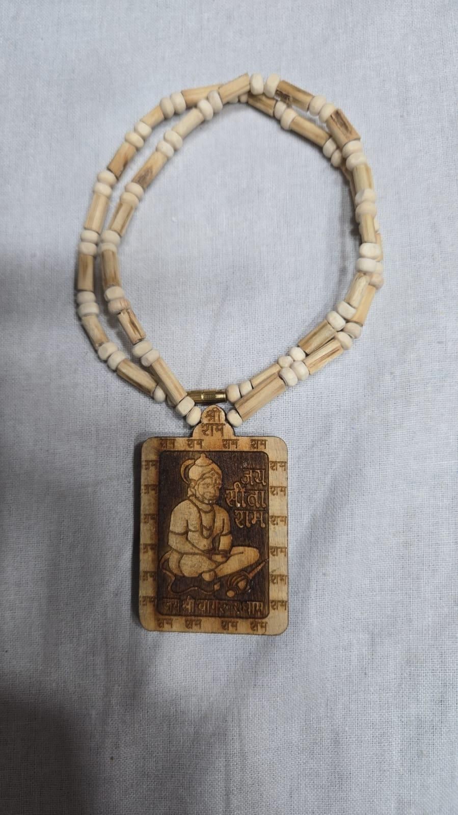 Tulsi Kanthi Mala (Pack of 2) with Hanumanji Pendant | Natural Wood for Strength & Devotion