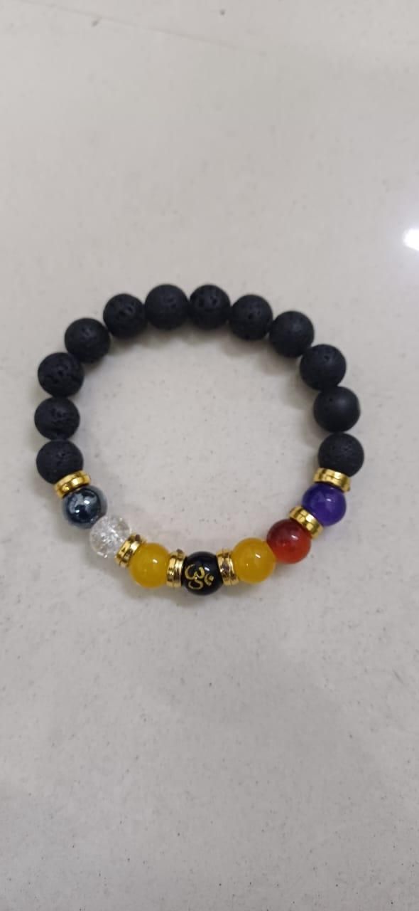Natural Beads Om Bracelet | Earth-Toned Grounding Energy Wristwear