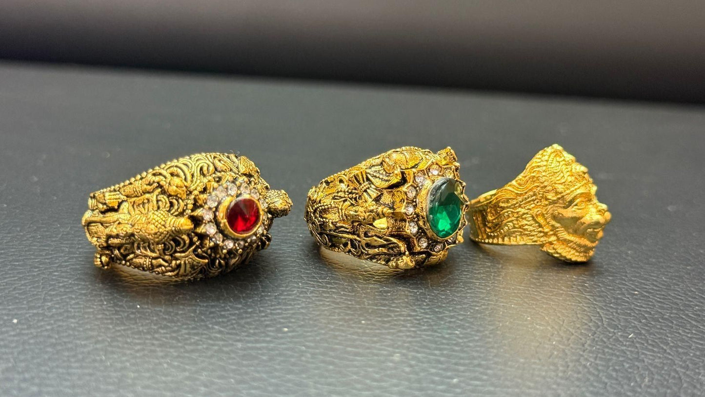 Tridev Power Ring Combo | Shivji, Ganeshji & Hanumanji (Set of 3)