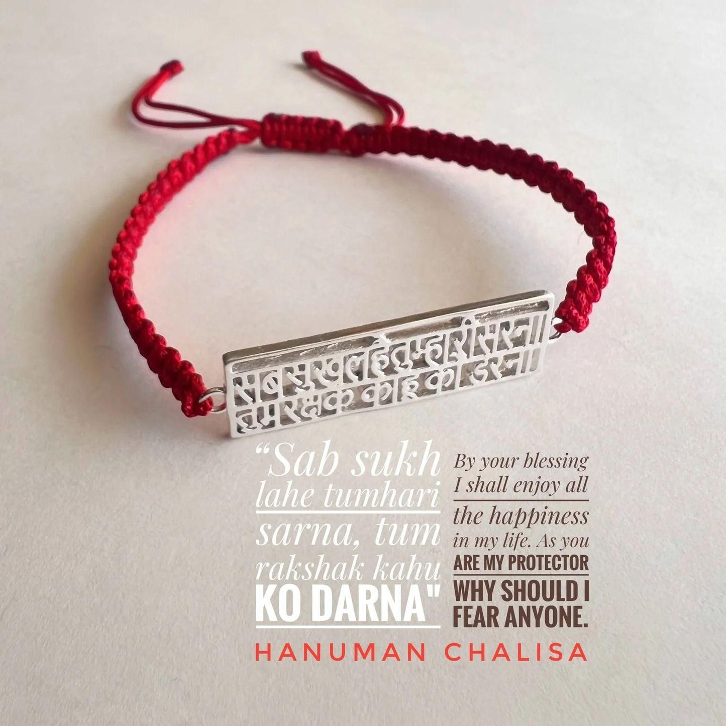 Hanuman Chalisa Protection Bracelet | Silver-Plated Raksha Band