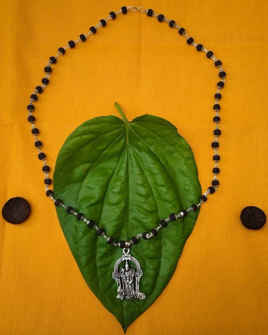 Karungali Mala with Murugan Locket | Blackwood Energy Chain