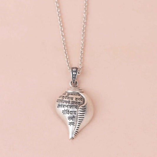 Shri Krishna Shankha Pendant with Chain | Symbol of Love, Calm & Protection