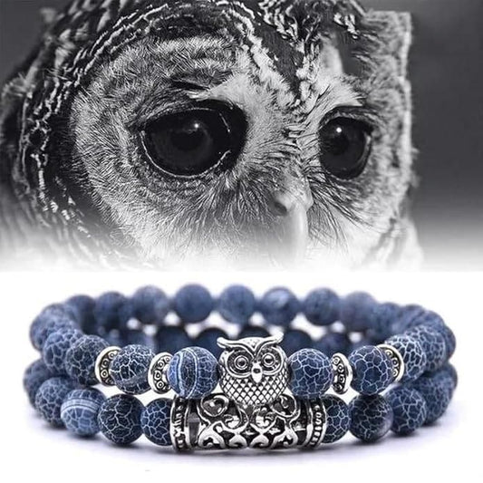 Natural Stone Owl Bracelet | Symbol of Wisdom & Grounding Energy