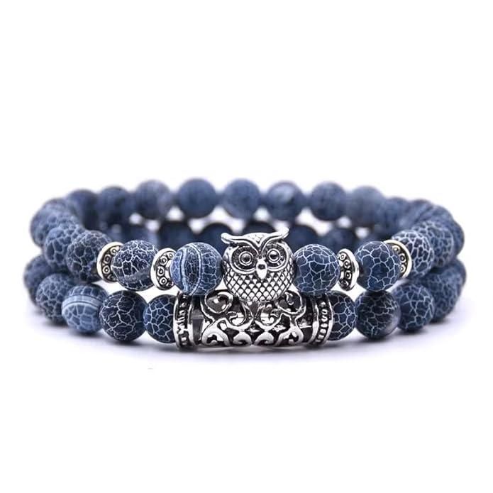 Natural Stone Owl Bracelet | Symbol of Wisdom & Grounding Energy