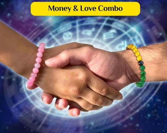 Money & Love Combo | Attract Prosperity & True Love (Crystal Bracelet Set of 2)